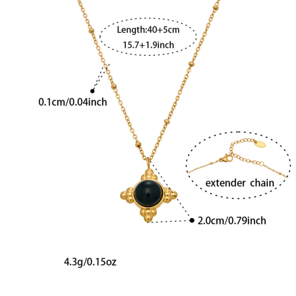 Natural black agate necklace 18K gold