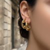 C-shaped small round earrings 18K gold