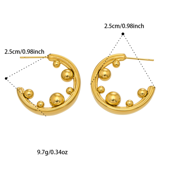 C-shaped small round earrings 18K gold