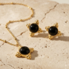 Natural black agate necklace 18K gold