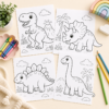 Preview of printable dinosaur coloring pages for young kids