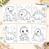 Preview of printable dinosaur coloring pages for young kids