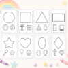 Shapes Coloring Pages for Preschool Learning | Printable Pack Preview collage of preschool shapes coloring pages with easy-to-color basic shape designs
