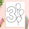 Number Coloring Pages 1–10 for Kids Ages 3–6 | Printable Pack Close-up printable number coloring page for kids featuring a large number and matching objects