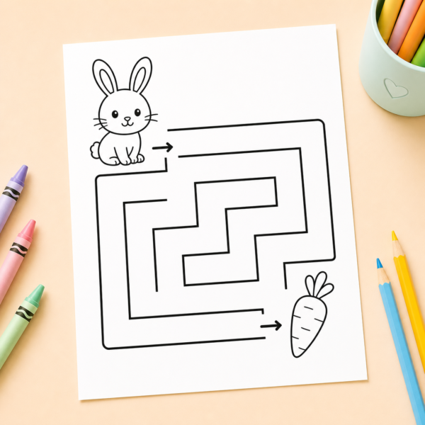 Close-up printable quiet time activity page for preschool kids with simple tracing or matching worksheet