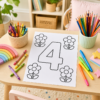 Number Coloring Pages 1–10 for Kids Ages 3–6 | Printable Pack Printed number coloring page for preschool kids with crayons on a table for home learning