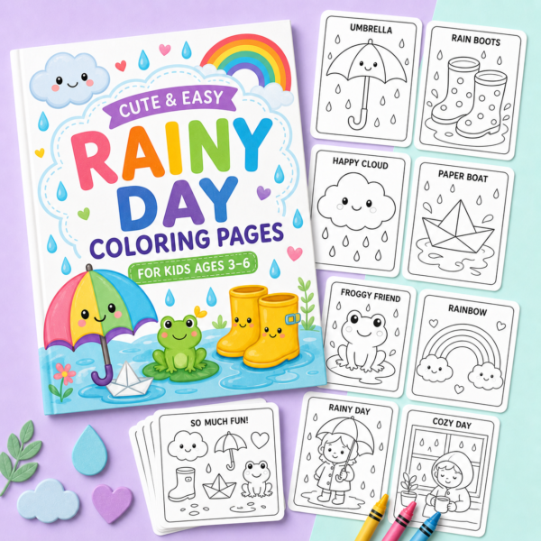 Quiet Time Activity Pack for Kids Ages 3–6 with printable preschool worksheets and crayons