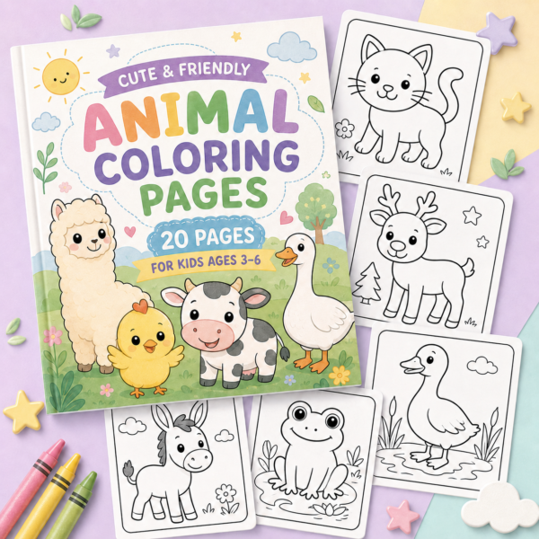 Farm animal coloring pages printable pack for preschoolers