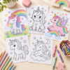 a- Preview of printable unicorn coloring pages for preschool kids