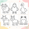 Preview of printable farm animal coloring pages for preschool kids