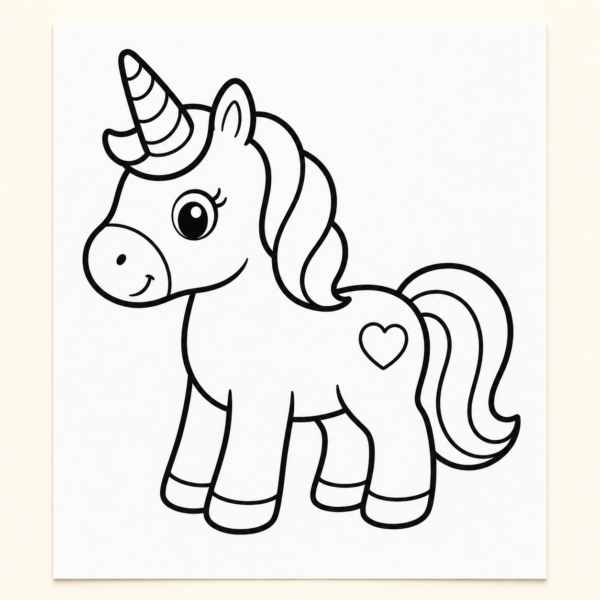 c- Preview of printable unicorn coloring pages for preschool kids