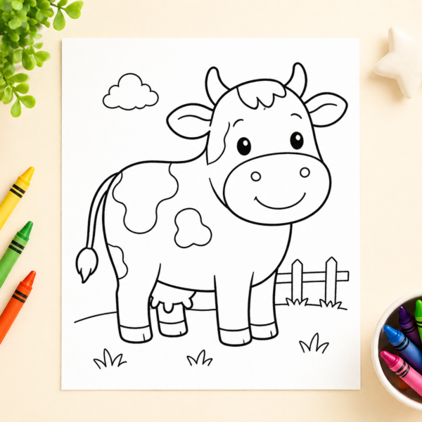 Preview of printable farm animal coloring pages for preschool kids