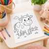 Printed farm animal coloring page activity for preschoolers
